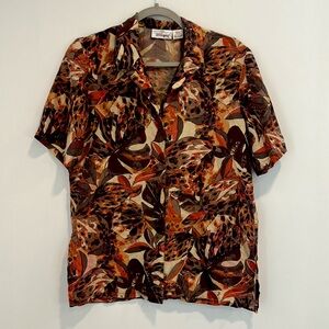 EUC 100% Silk Floral Lined Blouse